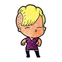 cartoon squinting girl
