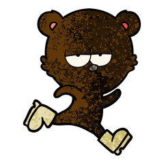 running bear cartoon in big shoes