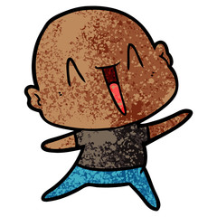 happy cartoon bald man