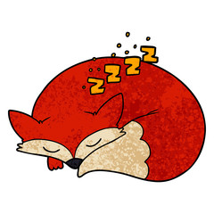 cartoon sleeping fox
