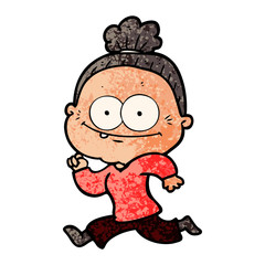 cartoon happy old woman