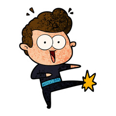 cartoon man kung fu kicking