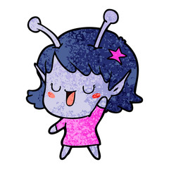 happy alien girl cartoon