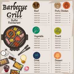 Obraz premium menu barbecue grill restaurant template design graphic objects
