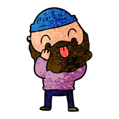 Obraz premium man with beard sticking out tongue