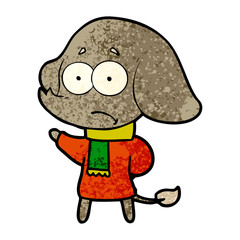 cartoon unsure elephant in scarf