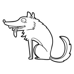 hungry cartoon wolf