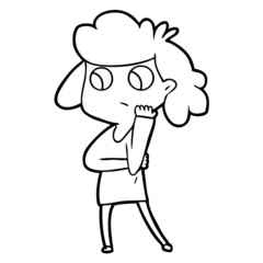 cartoon unsure woman