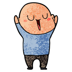 happy cartoon bald man