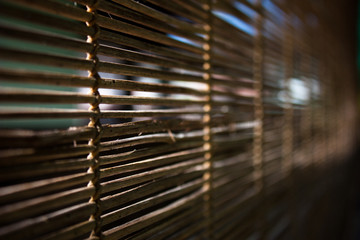 close up old bamboo blinds 