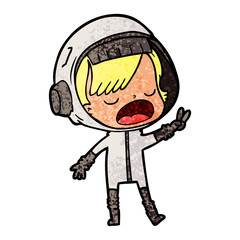 Obraz premium cartoon astronaut giving peace sign