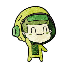 happy cartoon astronaut man