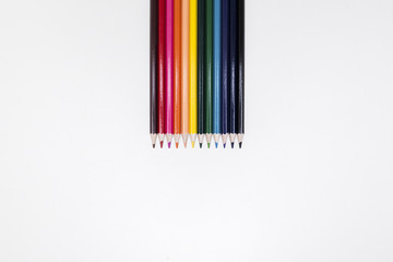 Obraz premium Color pencils isolated on white background close up with Clipping path.Beautiful color pencils.Color pencils for drawing.