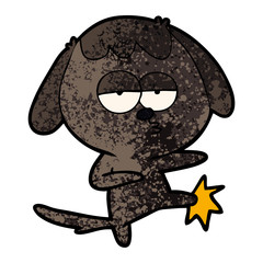 cartoon bored dog kicking leg