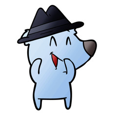 laughing bear cartoon wearing hat