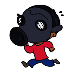 cartoon man wearing gas mask