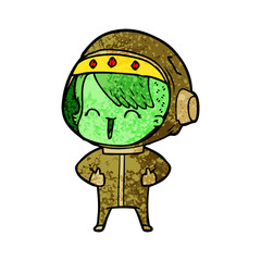 happy cartoon space girl