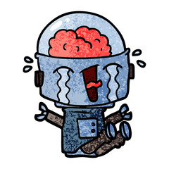 cartoon crying robot