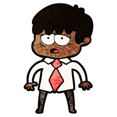 cartoon exhausted boy