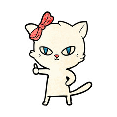 cute cartoon cat giving thumbs up symbol