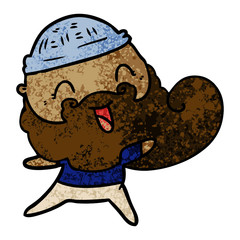 happy man with beard and winter hat