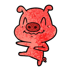 nervous cartoon pig dancing