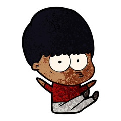 nervous cartoon boy