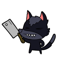 angry wolf cartoon with cleaver