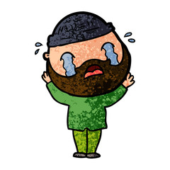 Obraz premium cartoon bearded man crying