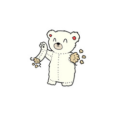 cartoon polar bear teddy with  torn arm