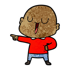 happy cartoon bald man