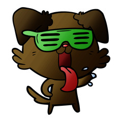 cartoon panting dancing dog