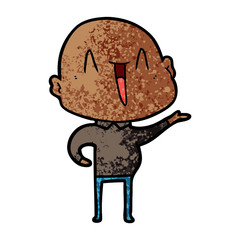 happy cartoon bald man