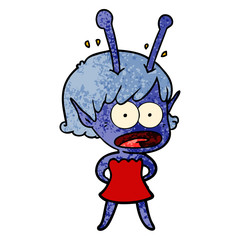 cartoon shocked alien girl