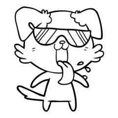 cartoon panting dog in sunglasses