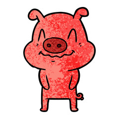 nervous cartoon pig