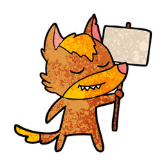 fox cartoon character with protest sign