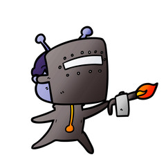 Obraz premium friendly cartoon spaceman welding