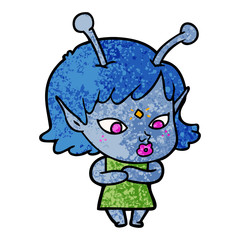 pretty cartoon alien girl