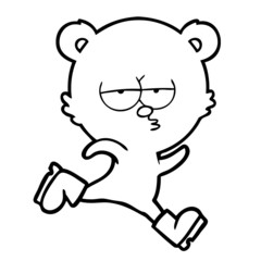 running bear cartoon in big shoes