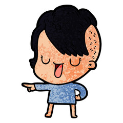 cute cartoon girl with hipster haircut