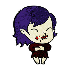 cartoon vampire girl with blood on cheek