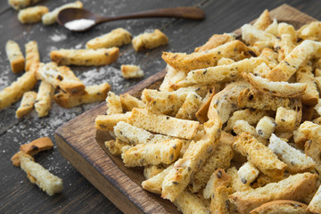 Toasted bread rusks with sault