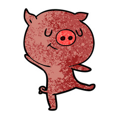 happy cartoon pig