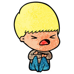 cartoon stressed man