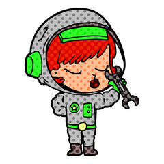 cartoon pretty astronaut girl