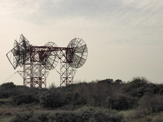 Telecommunications antenna tower with antennas, The Netherlands 2017