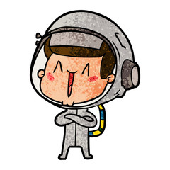 happy cartoon astronaut