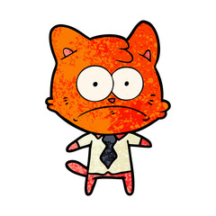 cartoon nervous business cat