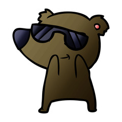 cute cartoon bear wearing sunglasses